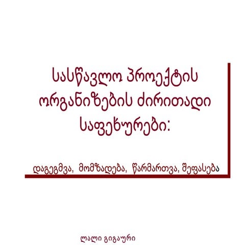 პროექტის ორგანიზების ძირითადი საფეხურები