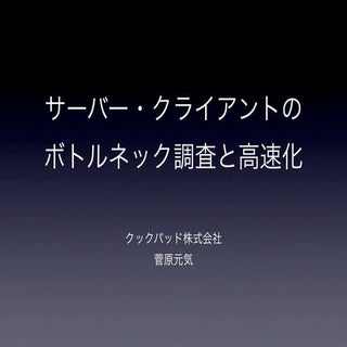 サーバー・クライアントの ボトルネック調査と高速化