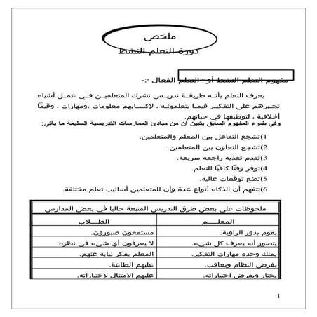 ملخص دورة فى التعلم النشط