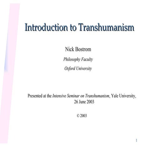 Introduction to Transhumanism by N. Bostrom