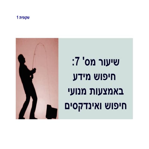 שיעור שבע   חיפוש מידע באמצעות מנועי חיפוש ואינדקסים