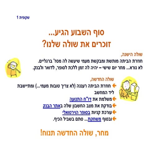 שיעור עשר   סוף השבוע הגיע - זוכרים את שולה שלנו