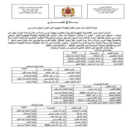 بلاغ البطولة الجهوية للعدو الريفي