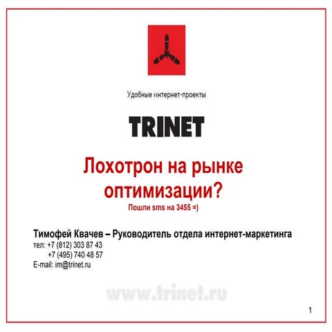 Оптимизация  для поисковых систем. Лохотрон на рынке SEO