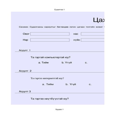 цахим судалгаа 