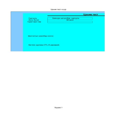  цахим  тест эрдэнэ оюун