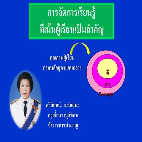 การสอนที่เน้นผู้เรียนเป็นสำคัญ โดย ครูศรีลักษณ์  ผลวัฒนะ ครูเชี่ยวชาญพิเศษ