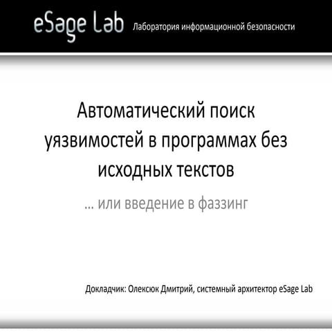 Автоматический поиск уязвимостей в программах без исходных текстов