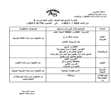 النشرة الأسبوعية