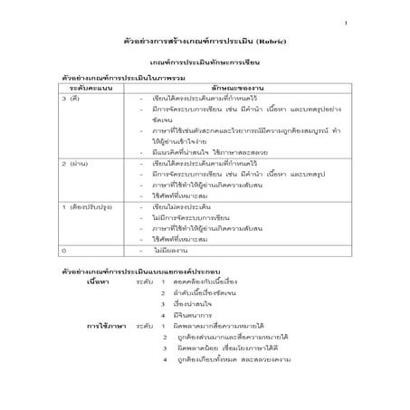 เกณฑ์การประเมินรูบริคส์