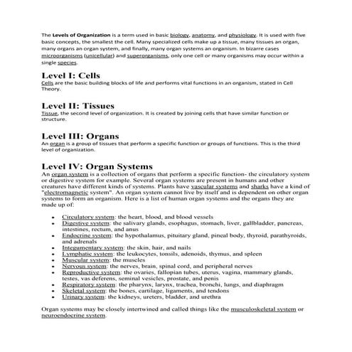 Levels of structural organization | PPTX