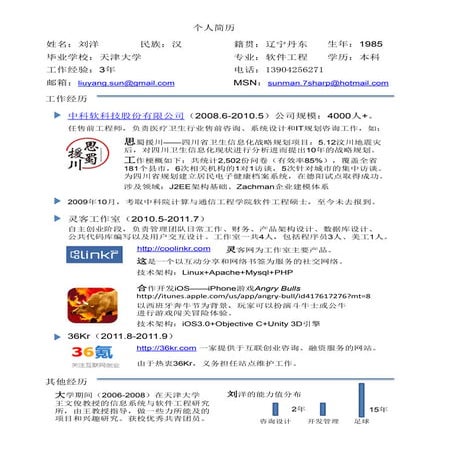 【天津大学 软件工程】刘洋—简历