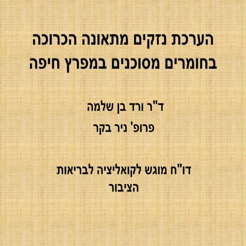  עיקרי דו"ח הערכת נזקים כלכליים מתאונת חומ"ס