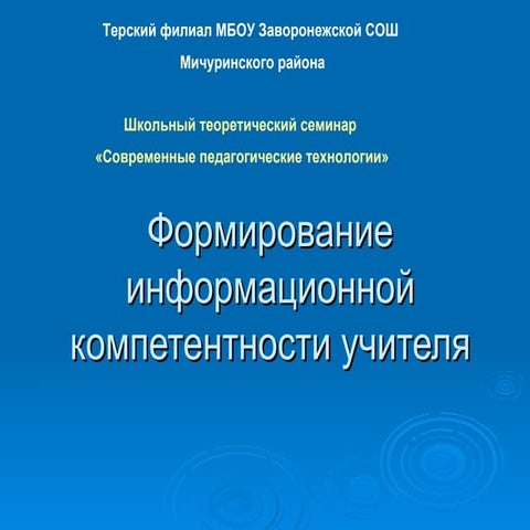 Формирование информационной компетентности учителя