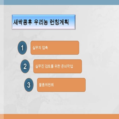 새싹콩후 우리농 런칭계획