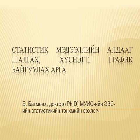 статистик мэдээллийн алдааг шалгах, хүснэгт, график