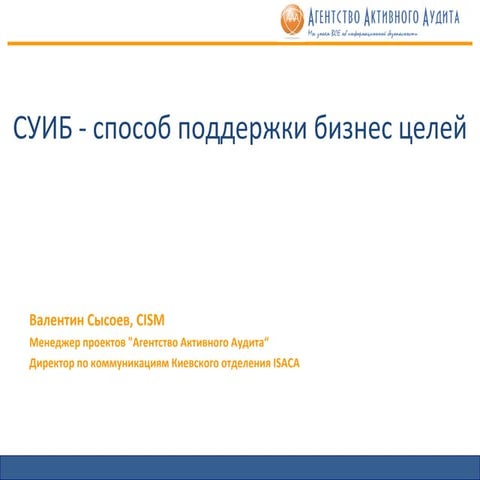 суиб   как способ поддержки бизнес целей предприятия