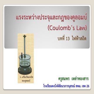 แรงระหว่างประจุและกฎของคูลอมบ์