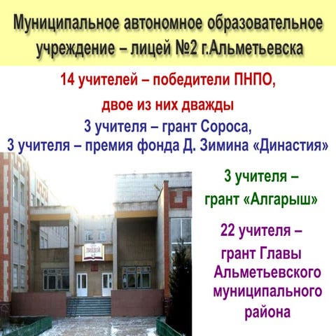 Отчёт МАОУ лицея №2 г. Альметьевск