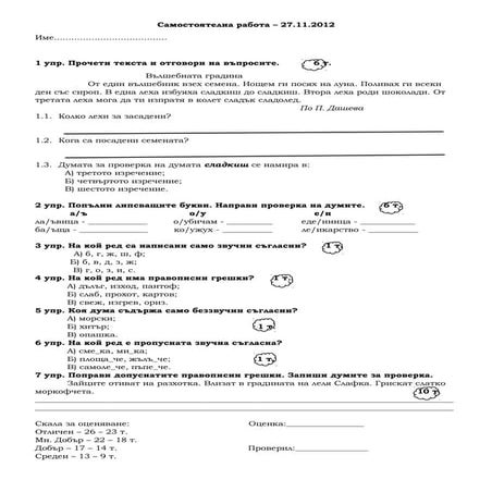 самостоятелна работа бел