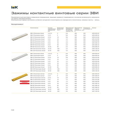 Зажимы контактные винтовые серии ЗВИ | PDF