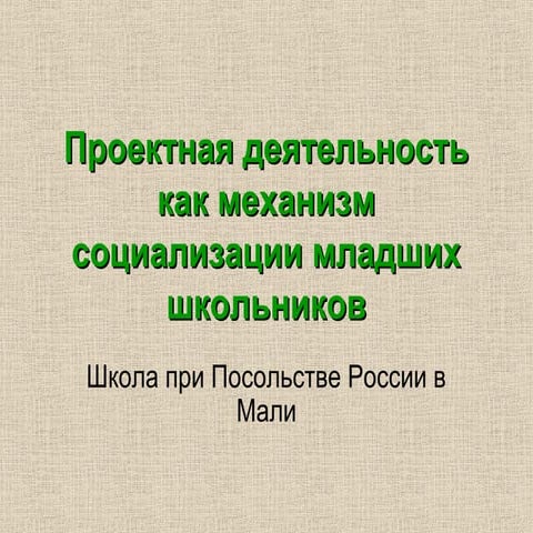 проектная деятельность, как механизм социализации младших школьников