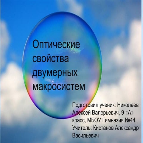 Оптические свойства двумерных макросистем