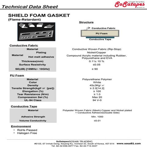 EMI Shield Foam Gasket
