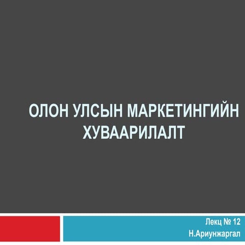олон улсын маркетингийн хуваарилалт