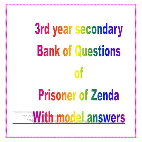 مراجعة شاملة للقصة  سجين زندة  بالاجابة Question Bank of Prisoner of Zenda