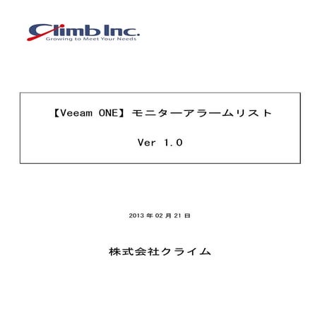 [技術資料]Veeam ONE モニターアラームリスト