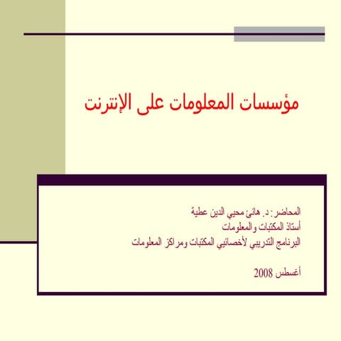 ورشة مؤسسات المعلومات على الإنترنت