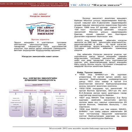 Нэгдсэн эмнэлэг танилцуулга | PDF