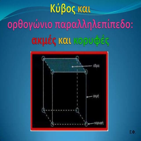 Κύβος και ορθογώνιο παραλληλεπίπεδο   ακμές και κορυφές