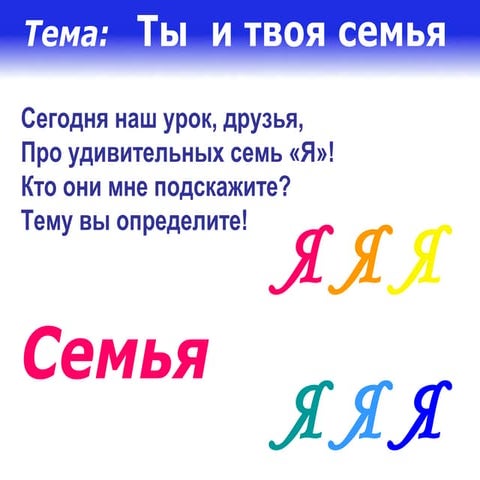 Ты и твоя семья (презентация к уроку окружающего мира в первом классе)