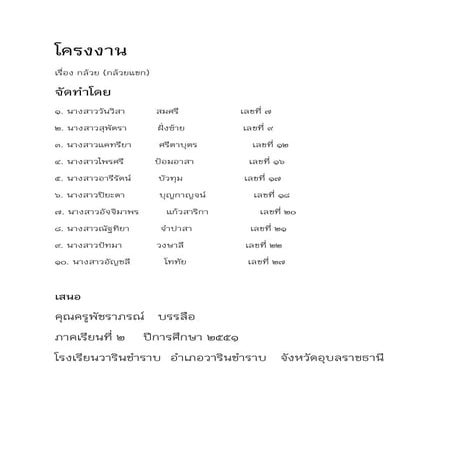 โครงงานเรื่อง กล้วย (กล้วยแขก) 