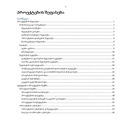 პროექტის შეფასება