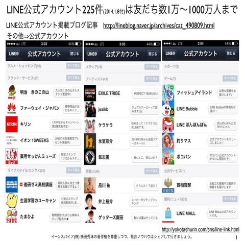 LINE公式アカウント一覧225件のLINE IDと友だち多い順