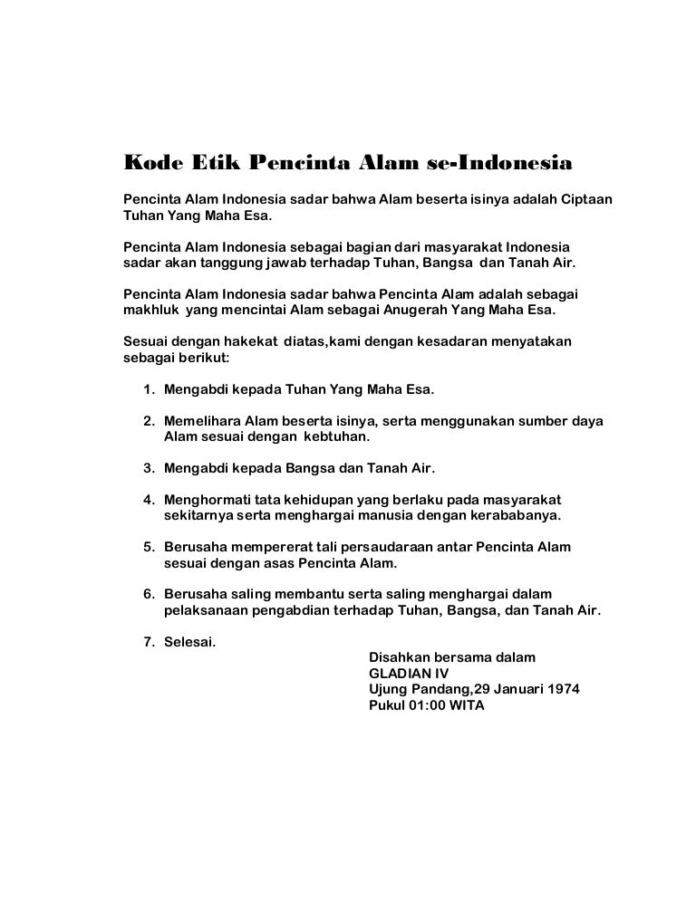 Kode Etik Pencinta Alam