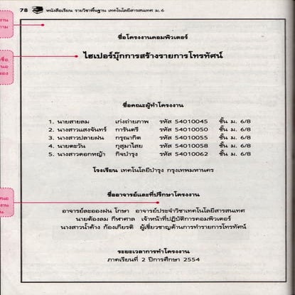 ตัวอย่างรายงานโครงงาน ม.6