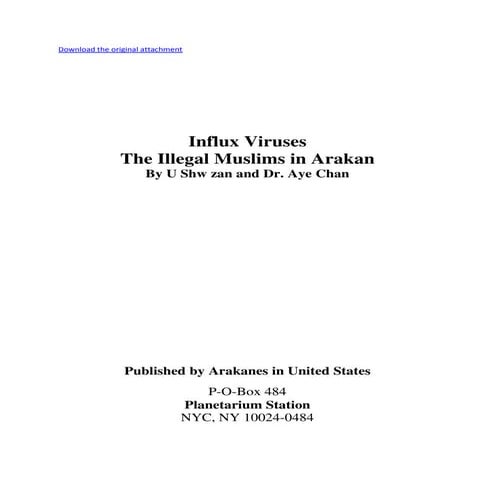 ရခုိင္ျပည္နယ္အတြင္းသို႔ ၀င္ေရာက္လာၾကေသာ ဘဂၤါလီ မူဆလင္မ်ားႏွင့္ ပတ္သက္သည့္ေလ့လ...