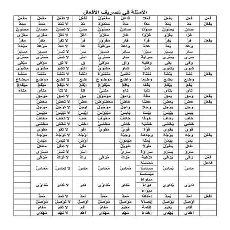 الأمثلة في تصريف الأفعال