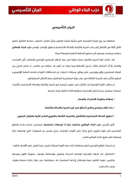 البيان التأسيسي لحزب البناء الوطني