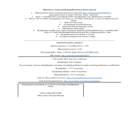 Протоколы испытаний