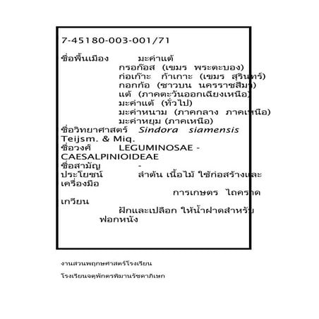 พันธุ์ไม้ในสวนพฤกษศาสตร์โรงเรียนจตุรพักตรพิมานรัชดาภิเษก