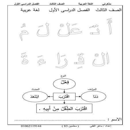 الصف الثالث ترم اول عربى بالقرائية