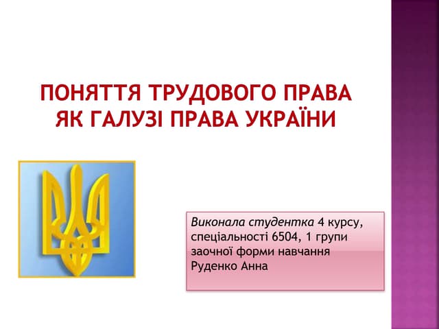 Поняття трудового права як галузі права України