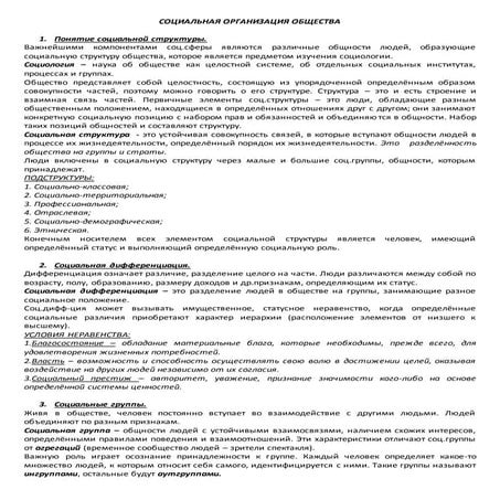 социальная организация общества