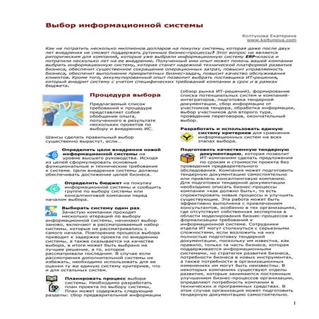 Как выбрать информационную систему