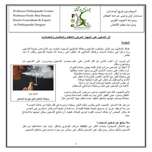  أثر التدخين على الجهاز الحركي  (العظام والمفاصل والعضلات) - البروفيسور فريح ...